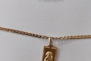 14 k / ct Gold Chain / Necklace with Pendant Mary with Baby Jesus