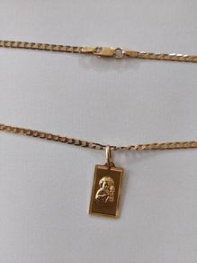 14 k / ct Gold Chain / Necklace with Pendant Mary with Baby Jesus