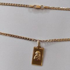 14 k / ct Gold Chain / Necklace with Pendant Mary with Baby Jesus