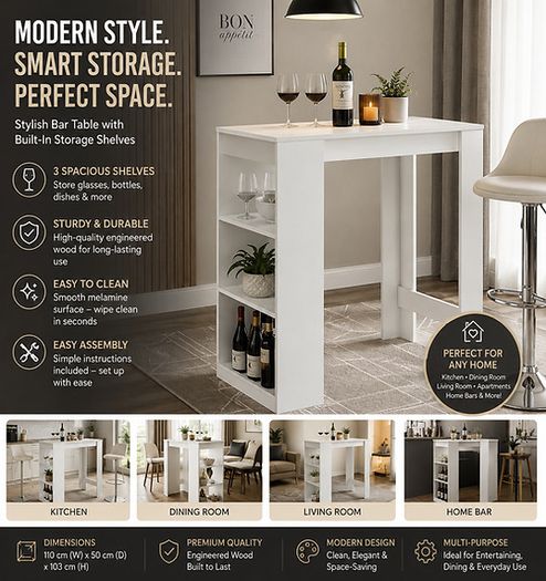 Bar table  Kitchen Table White