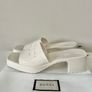 Rubber Block Heel Slides in Mystic White Image 2