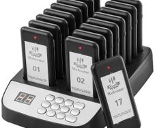 Restaurant Pager System, Wireless 500m Long Range Lineup Waiting Queue Signal, Guest Customer Calling Beepers with Vibration & Flashing, 16 Buzzers for Food Truck, Church, Nursery, Hospital