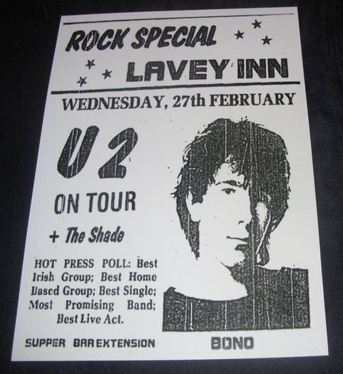 U2 Concert Poster Lavey Inn Cavan 1980 A3 Size Repro