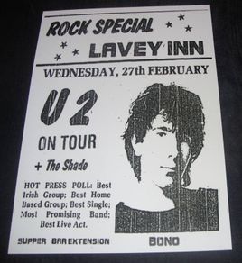 U2 Concert Poster Lavey Inn Cavan 1980 A3 Size Repro