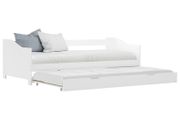 Pull-out Sofa Bed Frame White Pinewood 90x200 cm