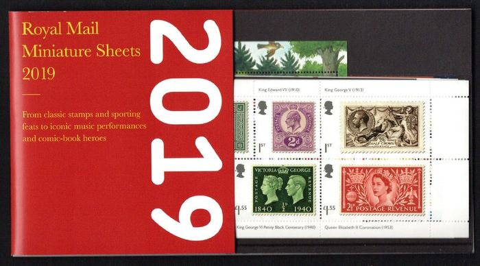2019 Great Britain Royal Mail Miniature Sheets Pack with all miniature sheets issue in the year Mint Never Hinged (MNH)