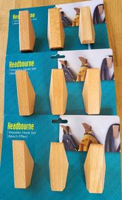 Headbourne Wooden Hook Set beech Effect