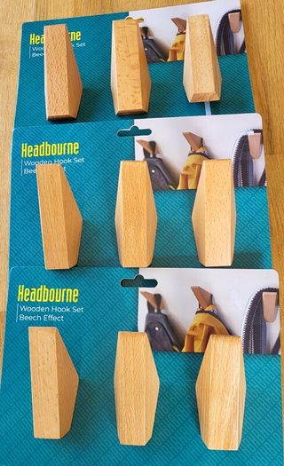 Headbourne Wooden Hook Set beech Effect