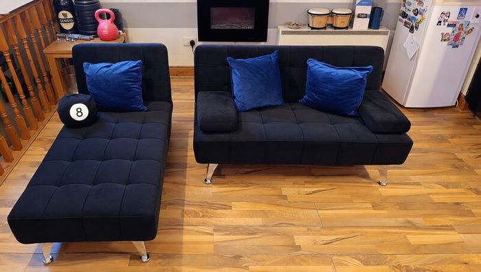 Black 3 Seater Sofa Bed with Chaise Lounge