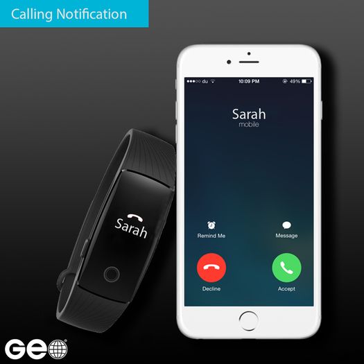 GEO Smartwatch Multifunction Fitness Tracker, Bluetooth 4.0 with App Integration, Heart Rate, Sleep Monitor, Phone Notifications, Vibration Alarm