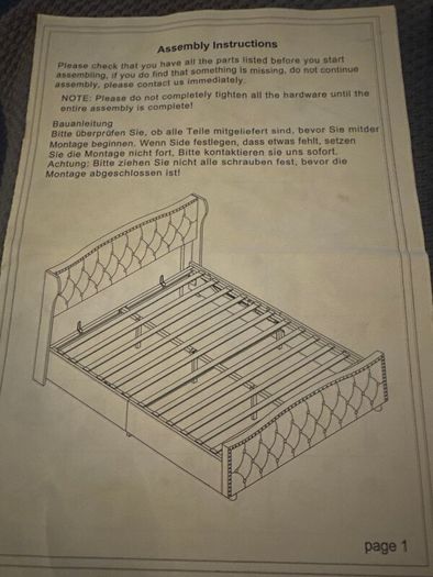 Bed European Double with Gas Lift-Self Assembly