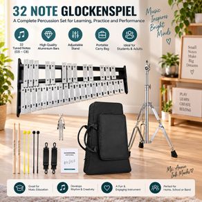 32 Note Glockenspiel Xylophone with Stand Carry Bag