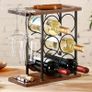 Wine Rack with Glass Holder, Tabletop Wine Holder with Tray, Wooden Wine Rack Free Standing, Perfect for Home Decor & Kitchen Storage Rack etc (Hold 6 Bottles and 2 Glasses) Image 2