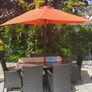 Garden rattan table, 6 chairs and cushions and 2 x Parsol Image 3
