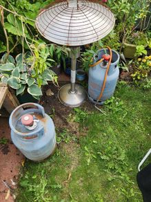 patio heater and two.gas cylinders