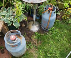 patio heater and two.gas cylinders