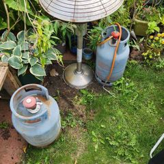 patio heater and two.gas cylinders
