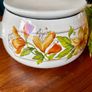 Vintage Enamel Lidded Saucepan Pot with Wooden Handle Autumnal Leaf Design Image 4