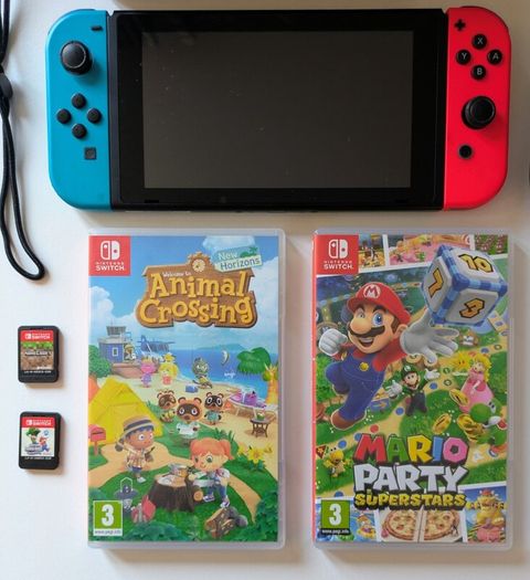 Nintendo Switch with 4 games and Case