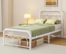 3ft Single Bed Frame with Headboard(90x190cm),Metal Arched Single Size Bed Base