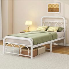 3ft Single Bed Frame with Headboard(90x190cm),Metal Arched Single Size Bed Base