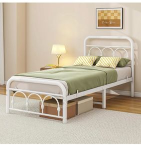 3ft Single Bed Frame with Headboard(90x190cm),Metal Arched Single Size Bed Base