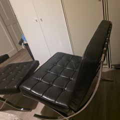100% leather barcelona chair+ footstool