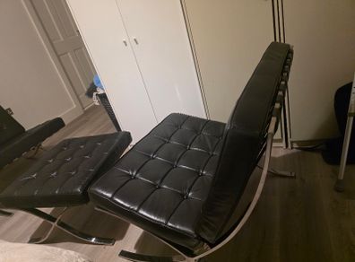 100% leather barcelona chair+ footstool
