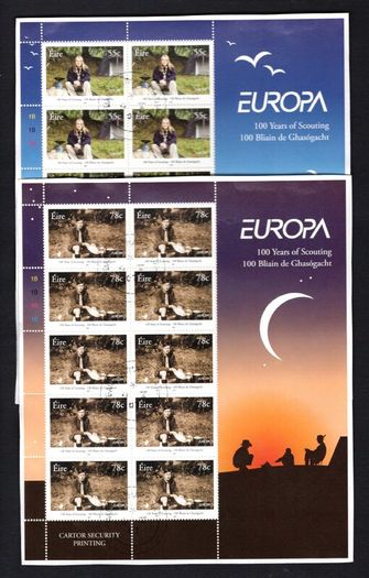 2007 Ireland Europa (Centenary of Scouting) Commemorative Stamp Sheetlets Fine Used with Dublin cancel of 23rd February 2007 (First day of issue)