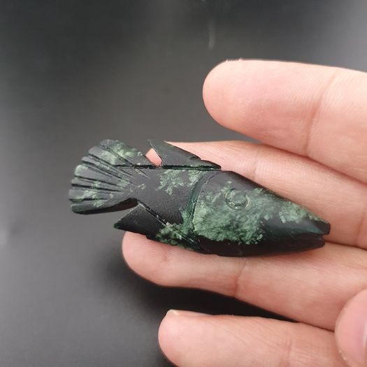 Lot Of 3 Vintage Jade one Fish shape two Green heart Shape Pendants