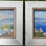 Vintage Oil Paintings Seaside Impressionism Wall Art Blue Oil Paintings Garden Floral Wall Art Blue Artwork Living Room Wall Art, signed framed Image 2