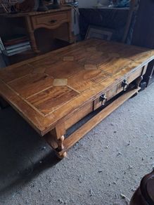 Large heavy rectangular teak coffee table
