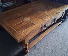 Large heavy rectangular teak coffee table