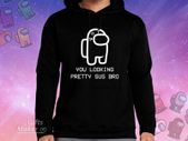 You Look SUS Among Us Gamer Hoodies, Crewmate Sweatshirt, Imposter Hoodie, Gaming Kids Sweatshirt, Christmas Birthday Gift for Friend