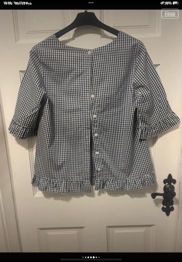 top Bnwt gingham navy & white short sleeved button back top Lenny .B size 1 (8-10)