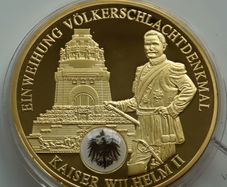 Kaiser Wilhelm II 24 Karat Gold plated Proof 1813 Monument to the Battle of the Nations