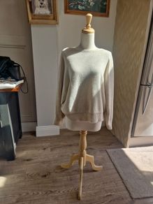 slash neck cream knit