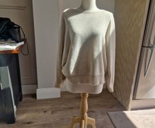 slash neck cream knit