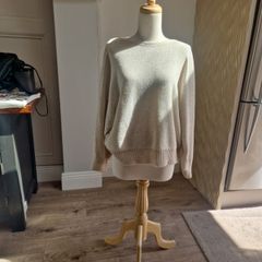slash neck cream knit