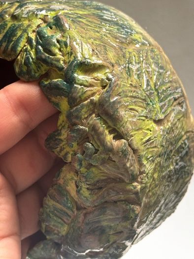Hand Built Ceramic Bowl, Leaf Texture Pottery, Nature Inspired Bowl, Handmade Sculptural Dish, Unique Artisan Gift