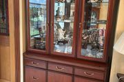 Vintage Mahogany 3-Door Display Cabinet &amp; Sideboard Dresser