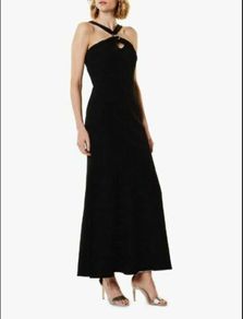 Karen Millen Crossover Neck Side Split Maxi Dress, Black size 10
