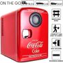 Coca-Cola Mini Fridges for Bedrooms 4L Quiet Small 6 Can Table Top Fridge Portable Retro Cooler Warmer with Built-In Bluetooth Wireless Speaker For Drinks Image 3