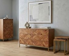 Swoon Norrebro 6 Drawer Chest  Mint Condition Solid Acacia & Brass (Mid Century / West Elm Style)