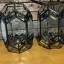 Pair of Decorative Geometric Glass & Metal Lantern Shades Image 2