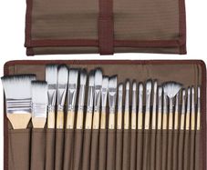 Art Paint Brushes Set for Watercolor, Acrylic, Oil, Rock Painting, Nail Brush, 24 Different Sizes with Organizing Case for Artists, Adults & Kids