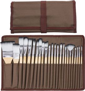 Art Paint Brushes Set for Watercolor, Acrylic, Oil, Rock Painting, Nail Brush, 24 Different Sizes with Organizing Case for Artists, Adults & Kids