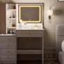 Dressing Table with LED Mirror and Adjustable Lights, 90cm White Vanity Desk Image 2
