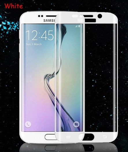 Full Curved 3D Tempered Glass Protector For Samsung Galaxy S6 EDGE PLUS- White