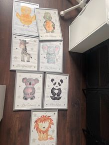 7 nursery framed pics A3